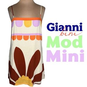 Gianni Bini
Kourtney Square Neck Sleeveless Linen Blend Retro Mod Mini Dress M